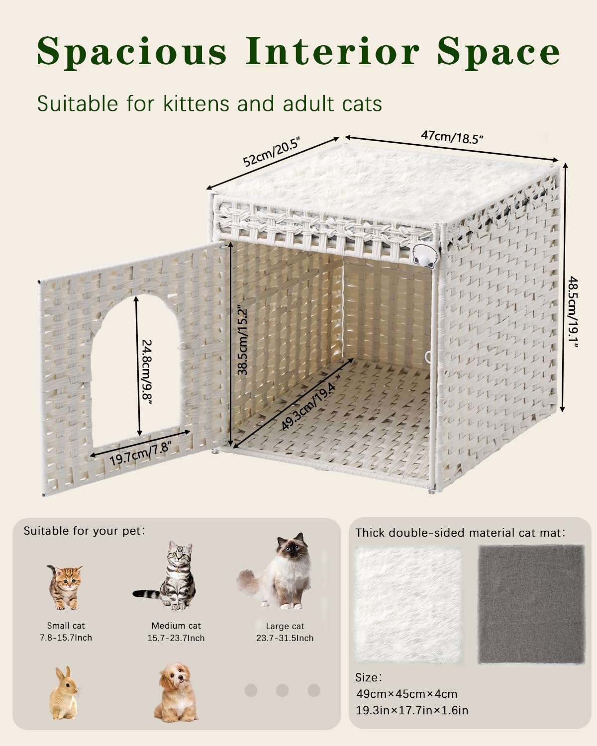 SETVSON Cat Houses for Indoor Cats Extra Large Double Cat Cave, White