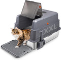 XXXL Stainless Steel Litter Box with Lid 28"x20"x17" Cat Box, Dark Grey | Extra Large Enclosed Litter Box for Big Cats, High Sided Metal Cat Litter Box with Litter Scoop, Cat Step, Odor Control