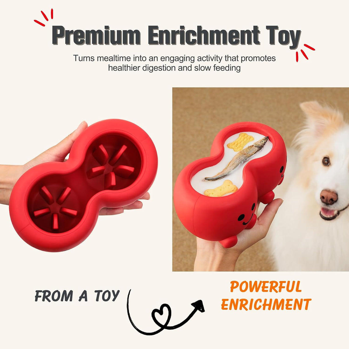 Slow Feeder Dog Lick Bowl, Natural Rubber Freeze Dog Lick Mat Toy