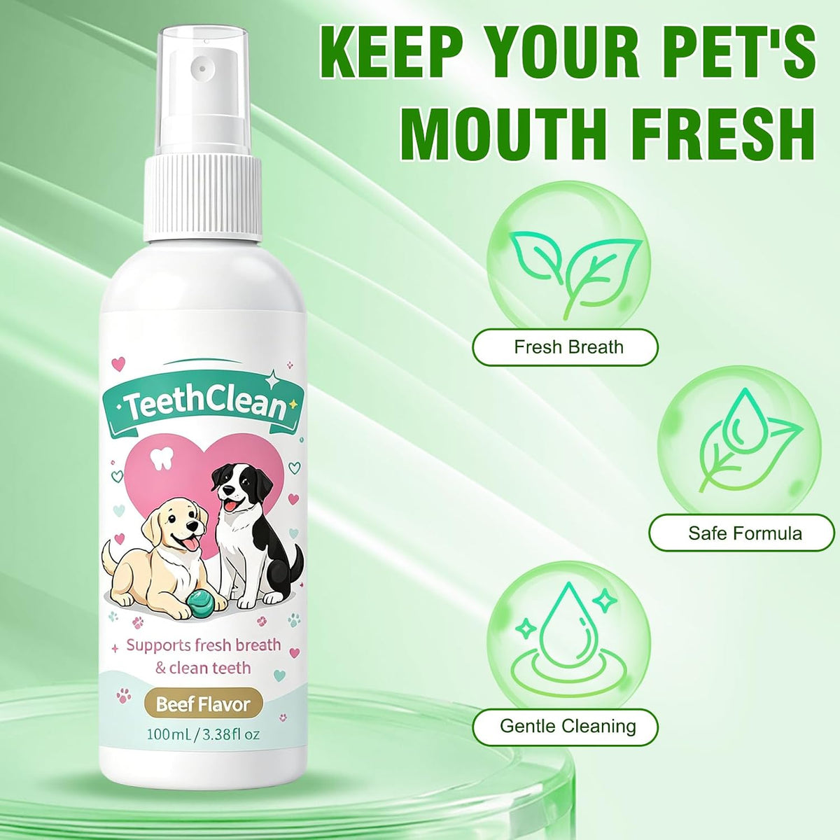 2Pcs Premium Dental Spray, Probiotic Oral Spray, Suitable for Dogs and Cats, Freshens Breath, Helps Keep Teeth Clean and Gums Healthy, Maintains Oral Hygiene - No Brushing Required (100ml)