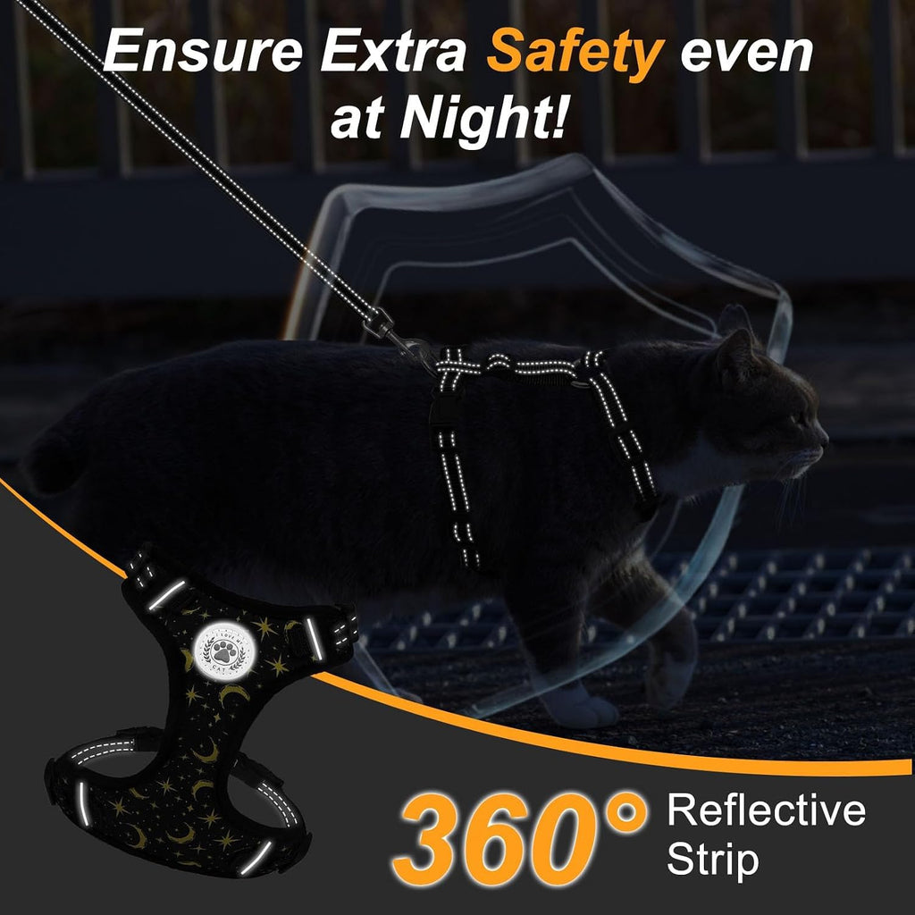 BEAUTYZOO Cat Harness and Leash Set, Escape Proof and Adjustable, Black