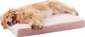 WATANIYA PET Memory Foam Orthopedic Large Dog Bed, Washable Dog Bed for Crate with Cooling Gel Mattress, Waterproof Liner and Plush Removable Cover for Extra Large Dogs (Pink)