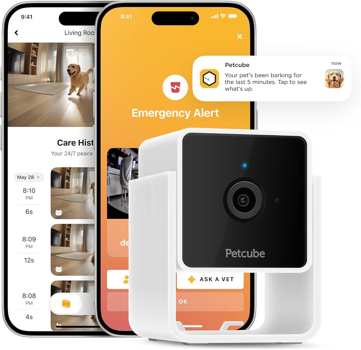 Petcube Cam and Care Coverage [Subscription Required] – Wi-Fi Pet Camera