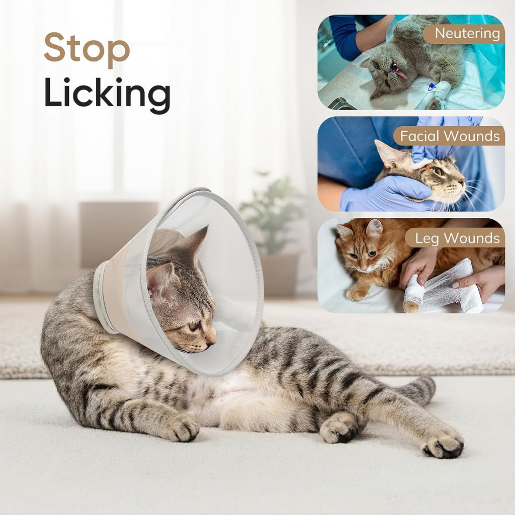 Supet Soft Cat Cone Collar Recovery to Stop Licking Breathable Mesh Surgery