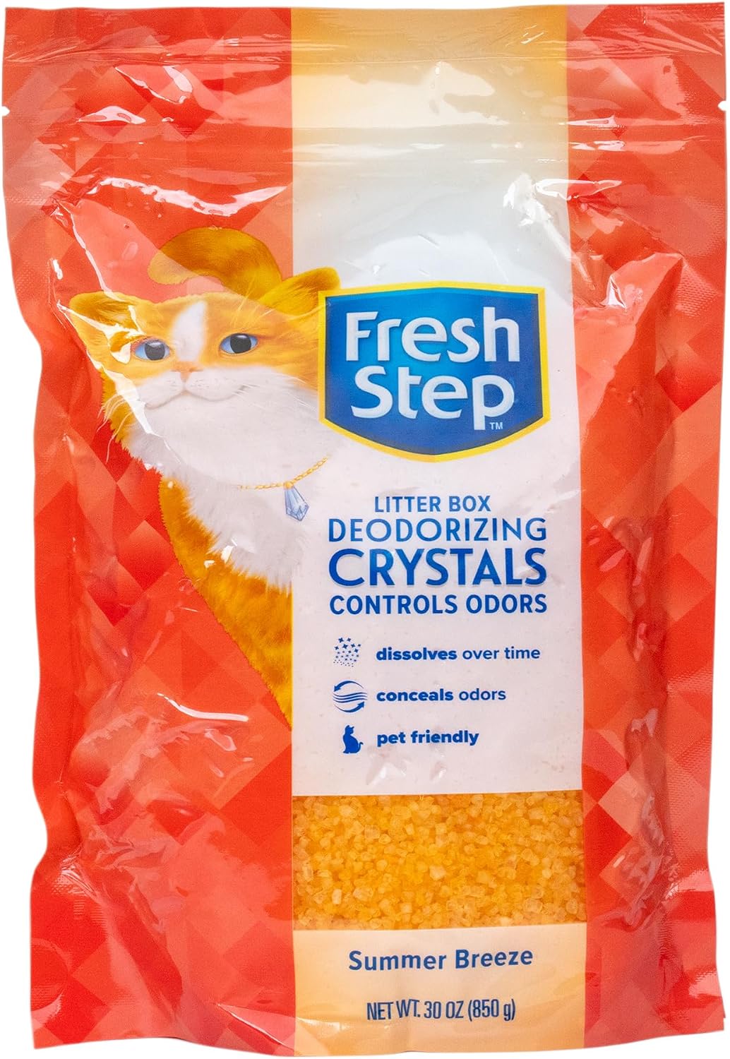 Fresh Step Summer Breeze Cat Litter Deodorizing Crystals, 30 Oz (Pack of 12)