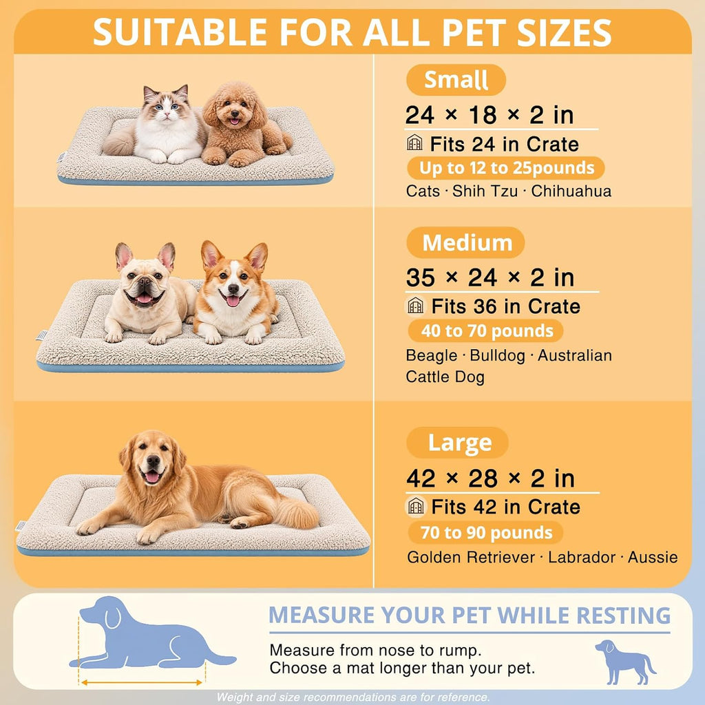 Dog Crate Pad 35" x 24" Self Warming Pet Bed for Medium Dogs, Gray