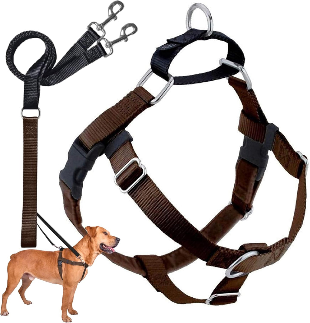 2 Hounds Design Freedom No Pull Dog Harness and Leash, 1" MD, Brown
