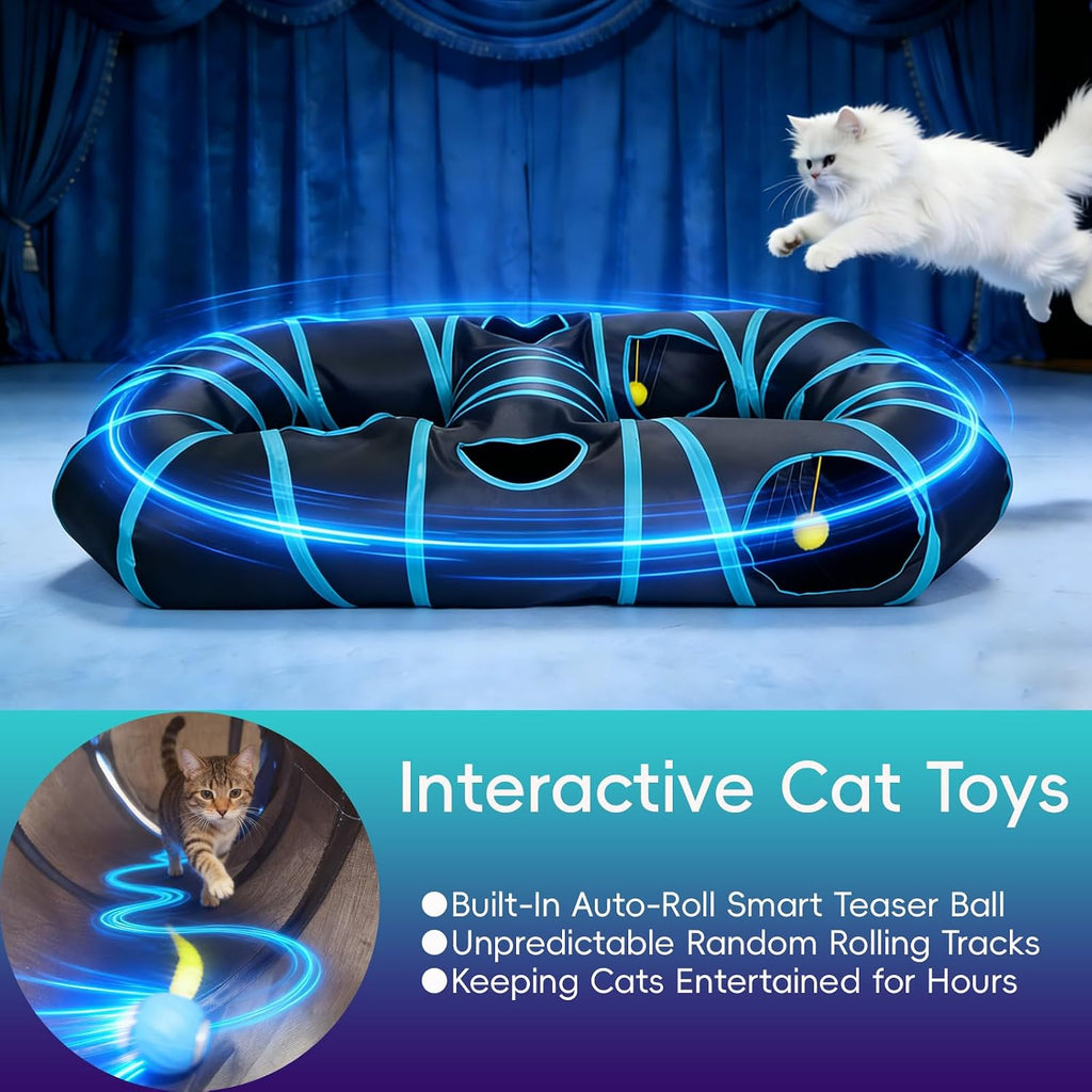 Interactive Cat Toy,Motion-Activated Ball in Cat Tunnel
