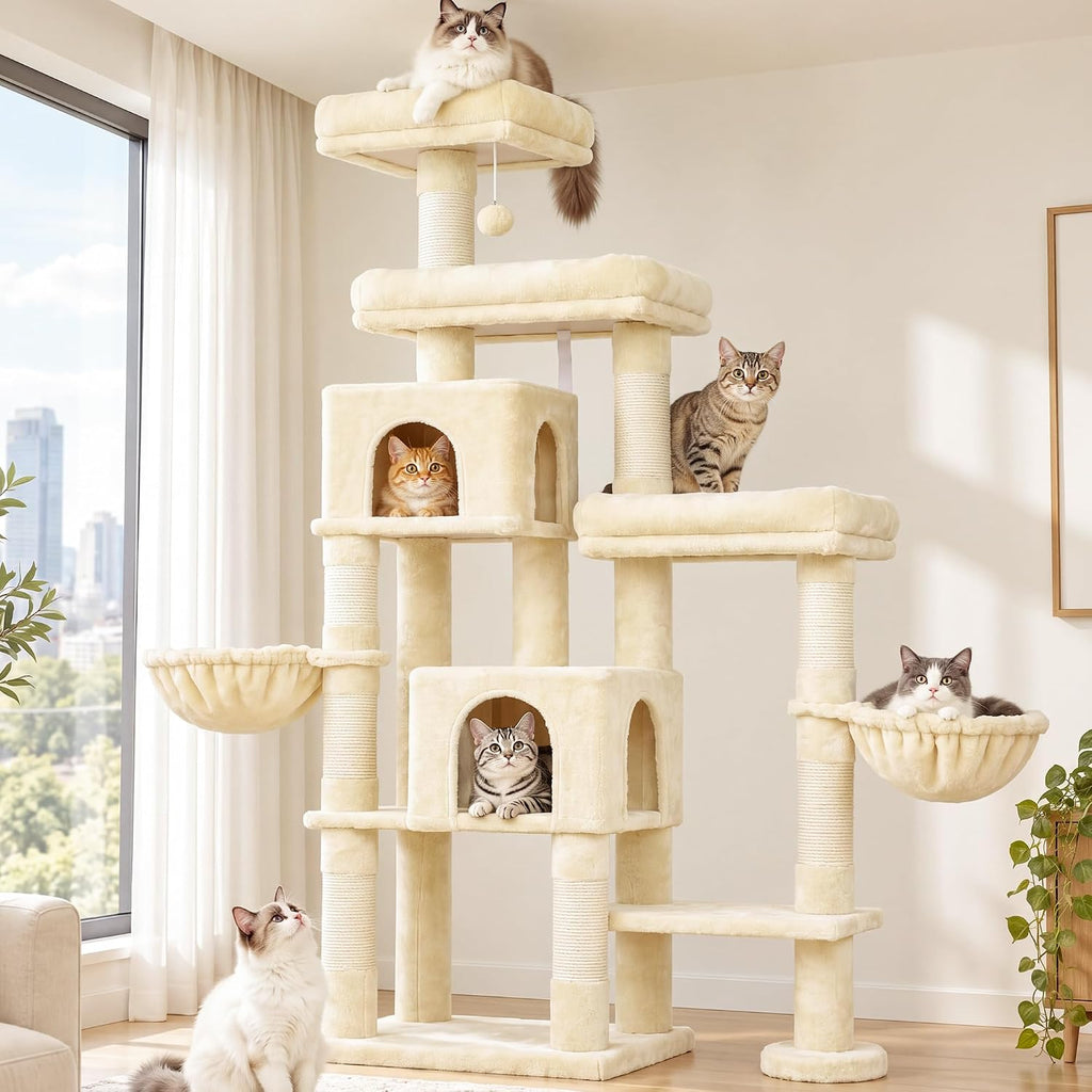 Hey-brother Cat Tree Tower with Stable Extended Base, 3 Platforms, MPJ038M