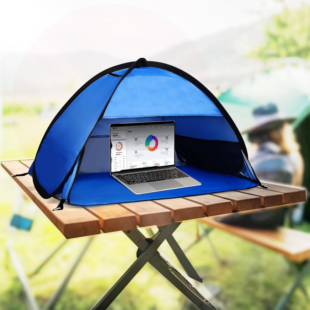 Beach Sun Shelters, Instant Sun Shade Canopy Head PopUp Canopy Automatic Shade Tent for Camping, Portable Windproof Waterproof with Mobile Phone Stand with Tent Nails, with Breathable Mesh, 70cm