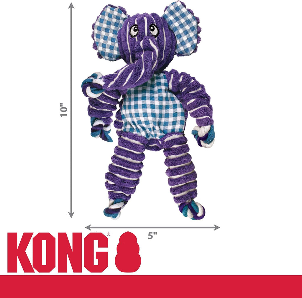Kong Floppy Knots Rope and Plush Dog Toy, Elephant, Small/Medium | Knotted Rope & Plush Toy with Minimal Stuffing & a Squeaker, Great for Teething, Tugging & Lively Play