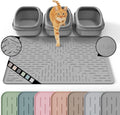 OHMO XL Cat Litter Mat, 37.5x25.2 Silicone Trapping Mat Grey | for Kitty Litter Box, Easy Clean, BPA Free Rubber, Center Litter Collection, Easy Pour-Back, Waterproof, Odor-Resistant
