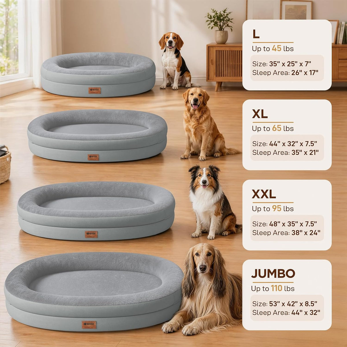 Waterproof Orthopedic Dog Bed for Extra Large Dogs, Silver