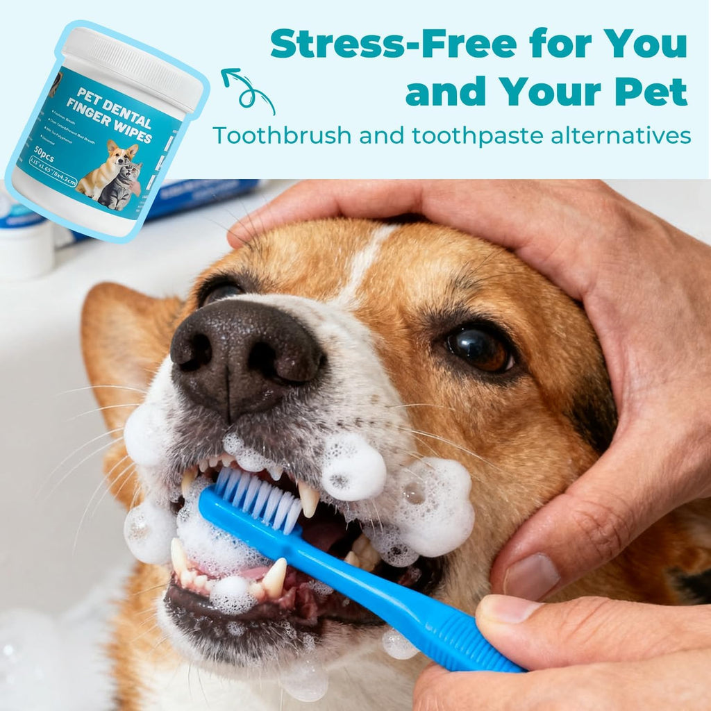 Pet Teeth Cleaning Finger Wipes for Cats and Dogs,Unscented Tartar