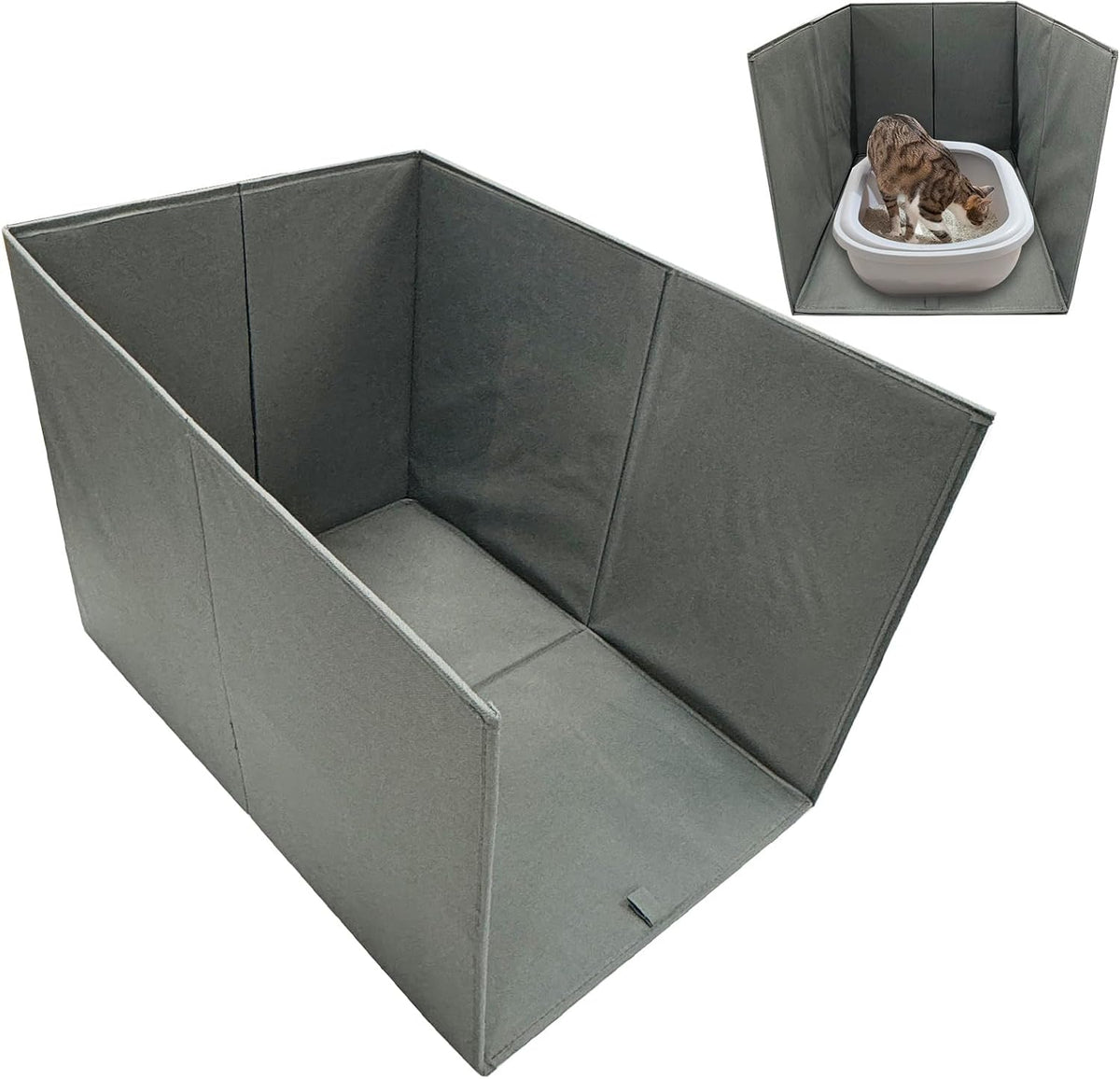 Cat Litter Box Enclosure Splash Guard Large Foldable Removable Mat, Tall for Litter Contained High Side Out Litter Box Keeping Litter Off Floor Easy Clean (26.4 * 21.3 * 16.5 inch)