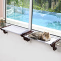 Zakkart 2-PC Easy Seat Cat Perch for Windowsill (Dark Stained Wood/Gray, M)