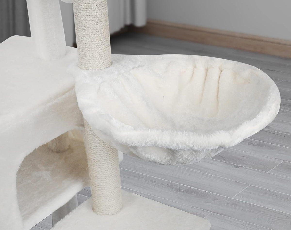 AIWIKIDE Cat Tree Has Scratching Toy with A Ball Activity Centre Cat Tower Furniture Jute-Covered Scratching Posts (Beige, 36.6'')