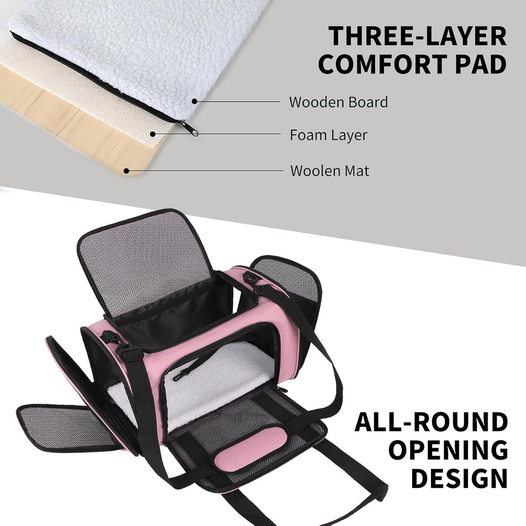 Carriers Soft-Sided Pet Carrier Pink for Medium Large Cats Dogs Undertake 35Lbs,Ventilated Mesh Windows,Top Load Cat Carrier with Airline Approved(X-Large,Pink)