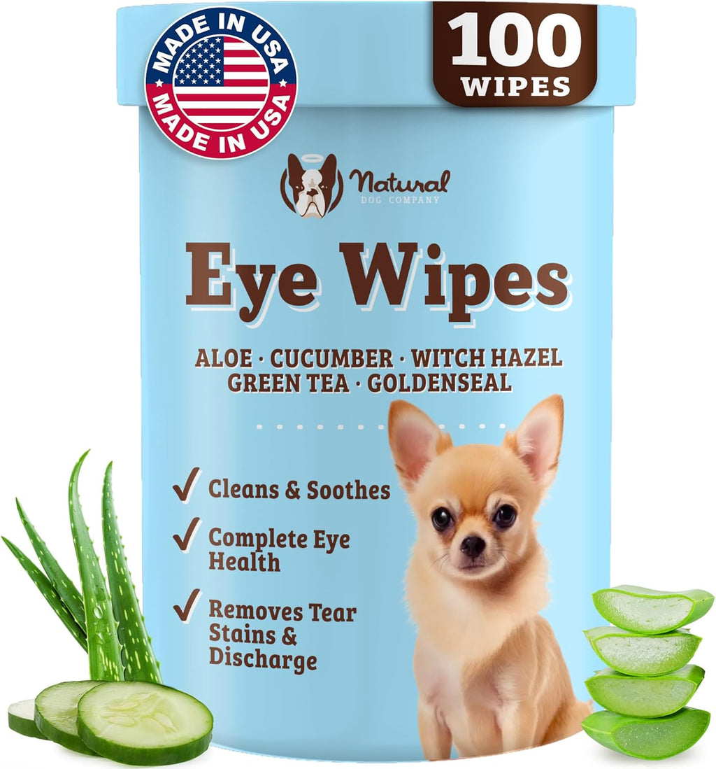 Natural Dog Company Dog Eye Wipes for Tear Stains - 100 Count