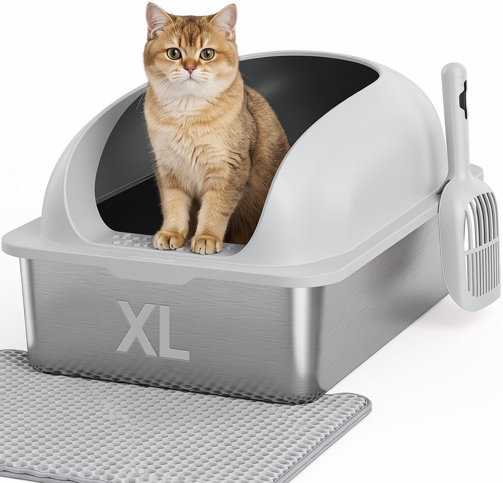 Stainless Steel Cat Litter Box, Large Metal Litter Boxes High Sides