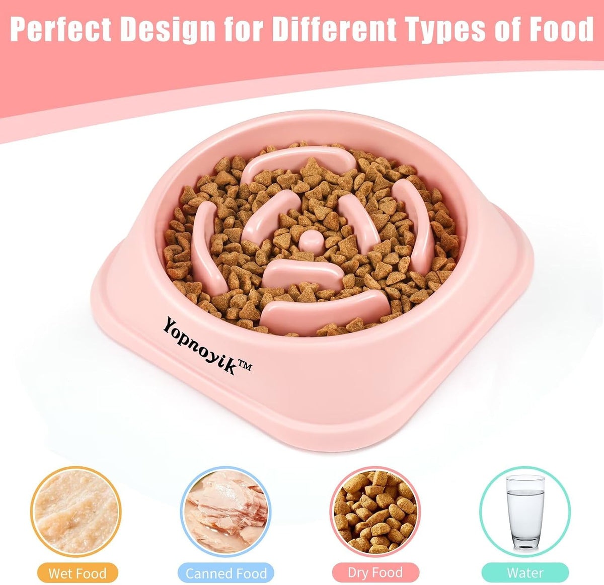 2 Pack Slow Feeder Dog Bowls for Medium Dogs & Cats | Non-Slip Base, Anti-Choking Design, Reduces Bloating & Overeating, Easy to Clean, 1.5-2 Cups