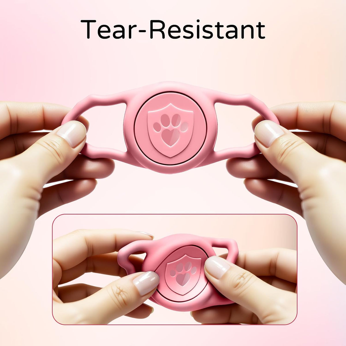 IP68 Waterproof AirTag Holder for Dog Collar, Silicone, Pink