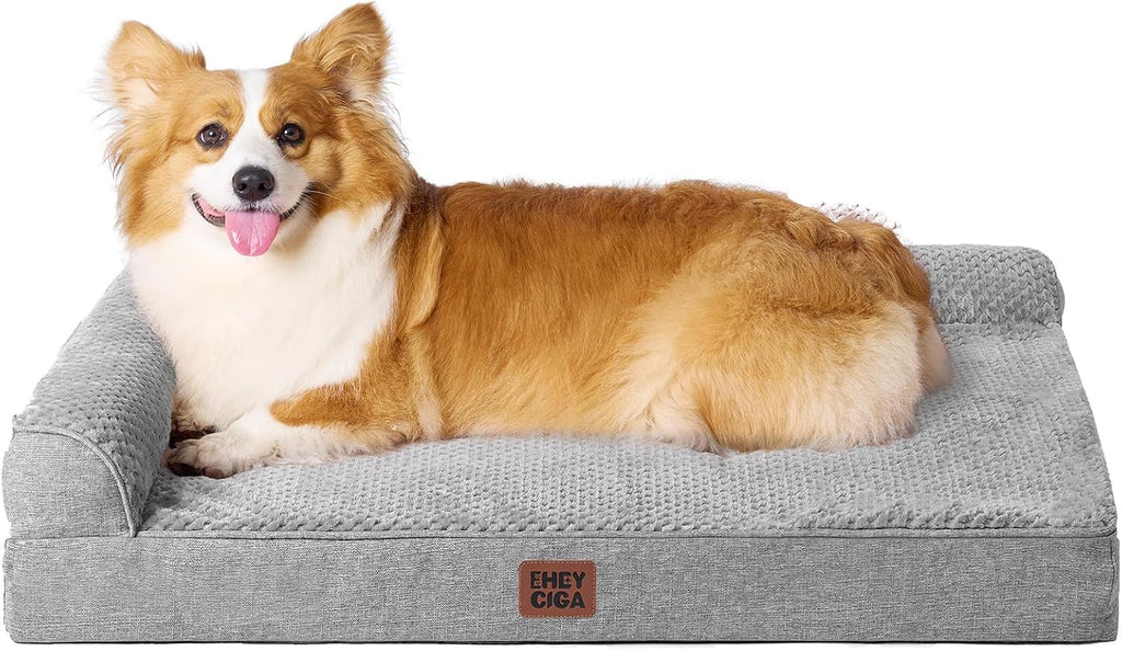 EHEYCIGA Orthopedic Dog Bed, Medium Memory Foam Dog Bed, Grey