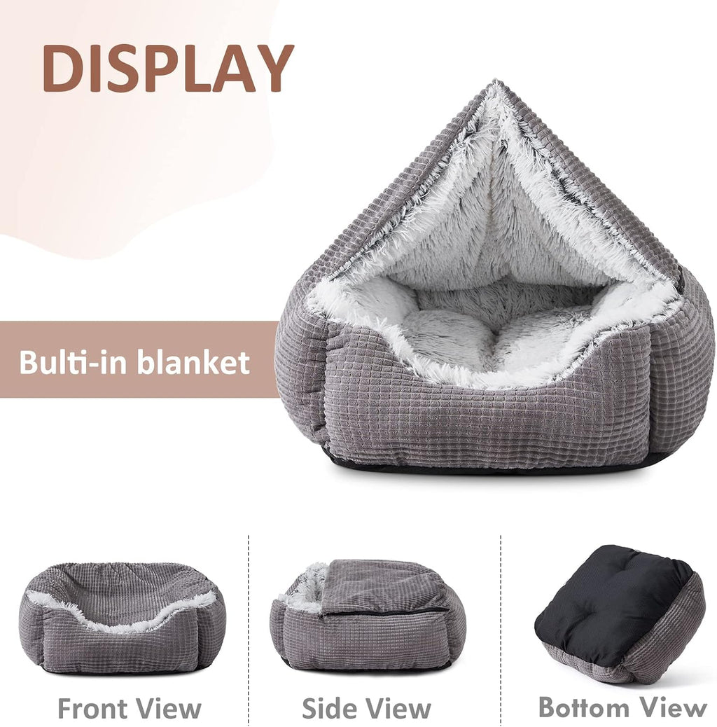 MIXJOY Medium Dog Beds for Medium Large Dogs with Cover Cave, 30in