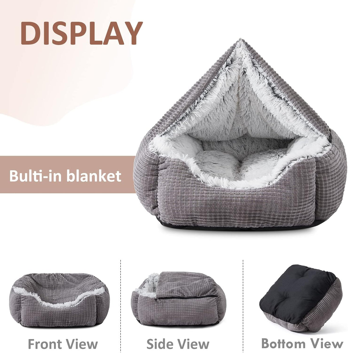 MIXJOY Medium Dog Beds for Medium Large Dogs with Cover Cave, 30in