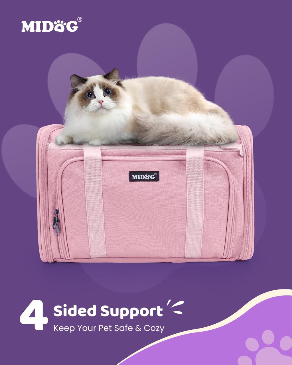 MIDOG Soft Cat Carrier Airline Approved, Expandable for Cats Up to 15lbs