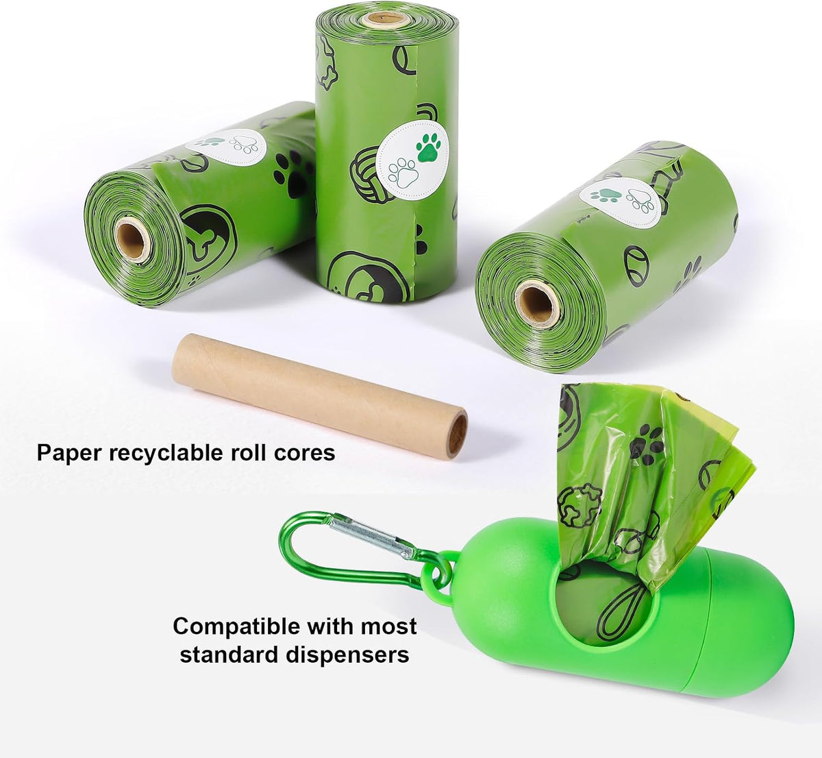 Thick Dog Poop Bags Rolls - Strong Leak Proof with 2 Dispensers 420 Count | Scented Odor Control Doggie Poop Bags 13 x 9 in for All Breeds - for Daily Walks Outdoor Cleanup (Green)