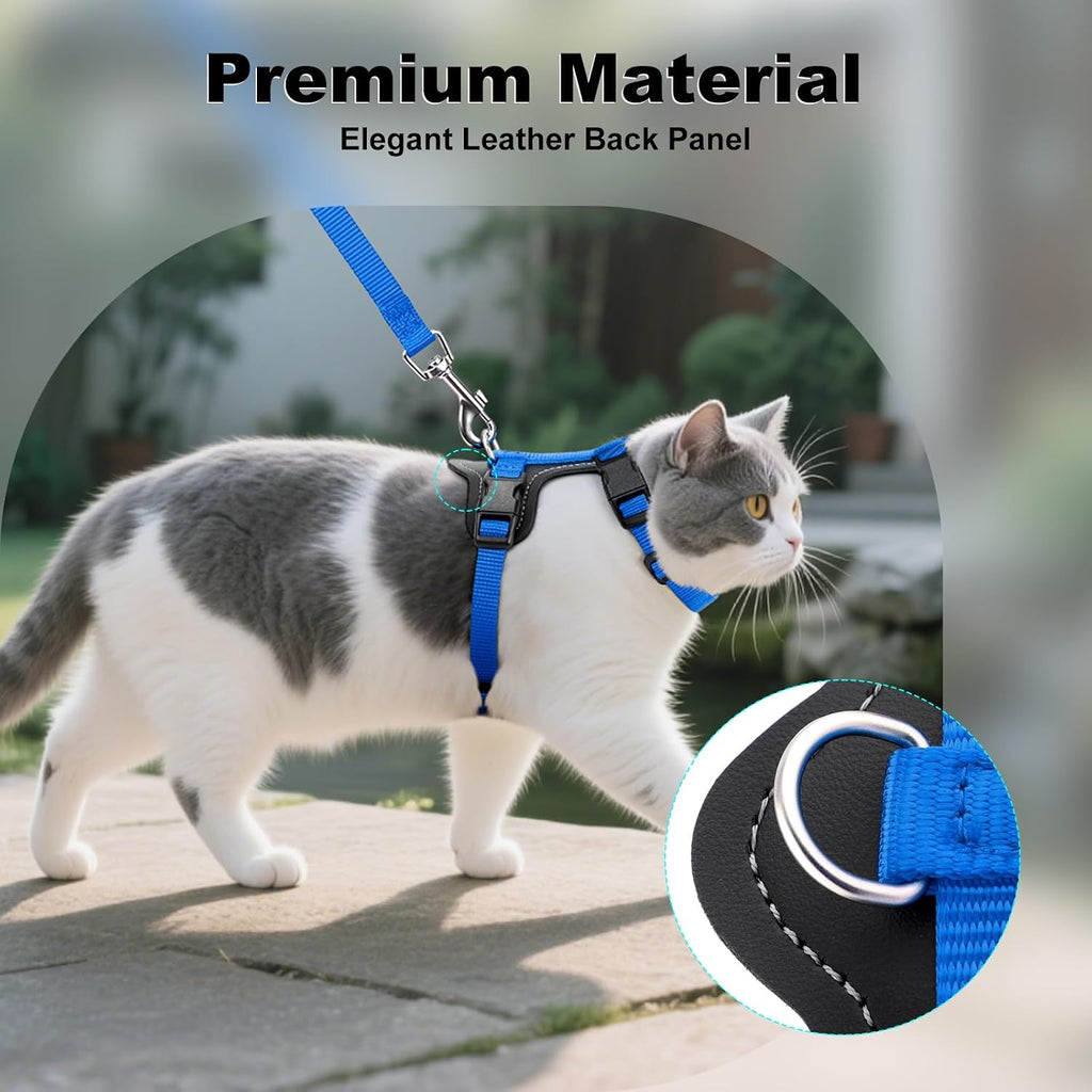 Plutus Pet Adjustable Cat Harness and Leash Set, with Leather Trim