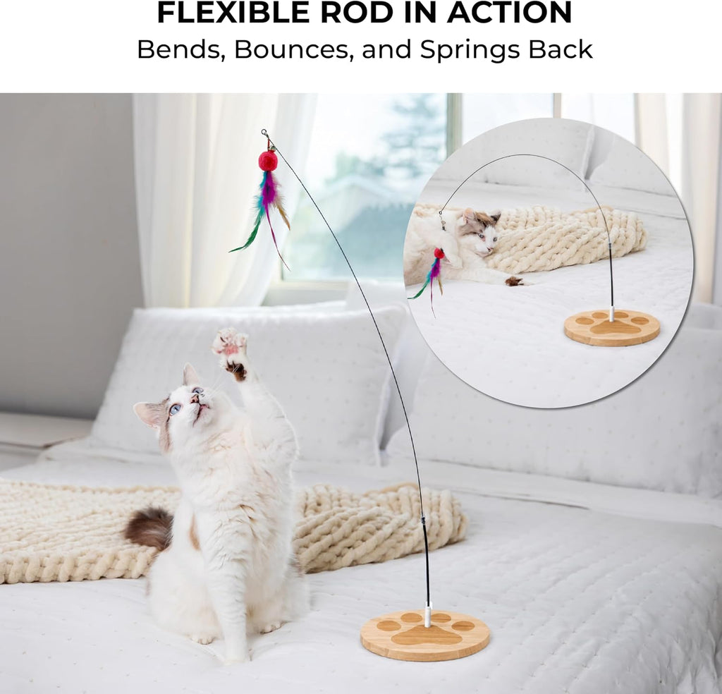 Cat Toys for Indoor Cats, Interactive Cat Toy Wand, Kitten Stuff, 18 Lures