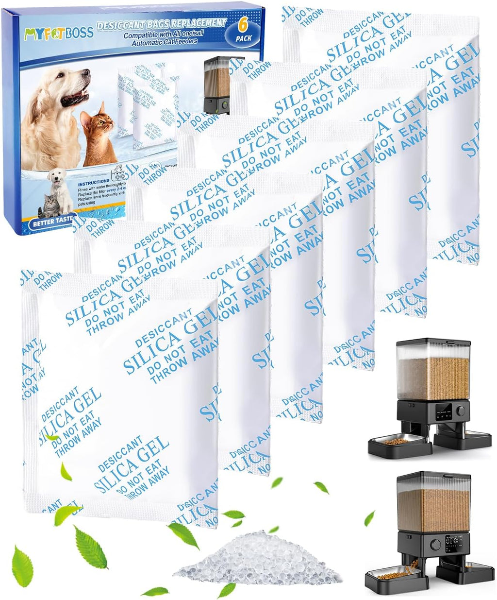 6PCS Desiccant Packs Replacement Fit for oneisall Smart Feeders