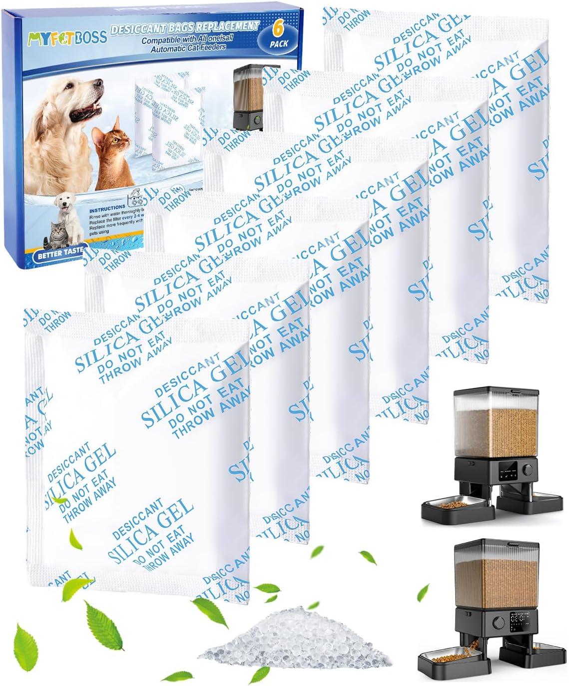 6PCS Desiccant Packs Replacement Fit for oneisall Smart Feeders