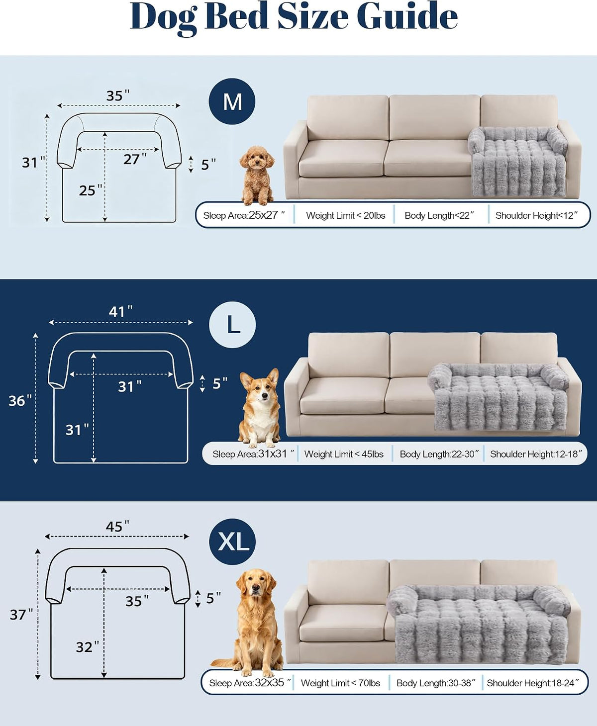 Calming Dog Bed/Mat for Couch,Faux Rabbit Fur Pet Sofa Furniture Protector