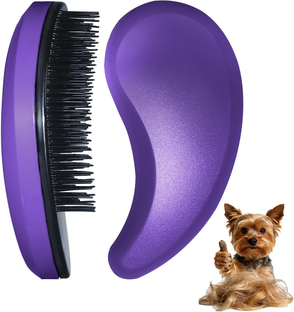 Small Dog Brush, Skin-friendly Soft Bristles (Dark Purple) | Puppy Hair Brush, Massage and Bath Supplies, Pet Grooming Tool for Teddy, Yorkies, Maltese, Shih Tzu, Chihuahua
