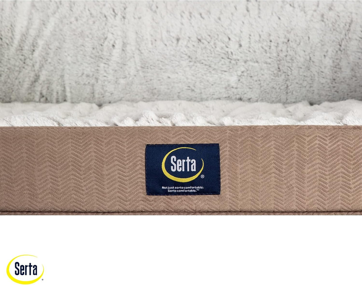 Serta Orthopedic Quilted Couch Dog Bed for Pets, Chocolate Brown (X-Large)