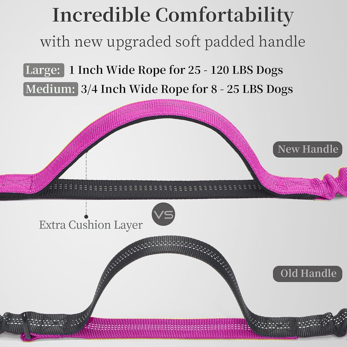 iYoShop Hands Free Dog Leash with Zipper Pouch, Large, 25-120LB, Very Berry