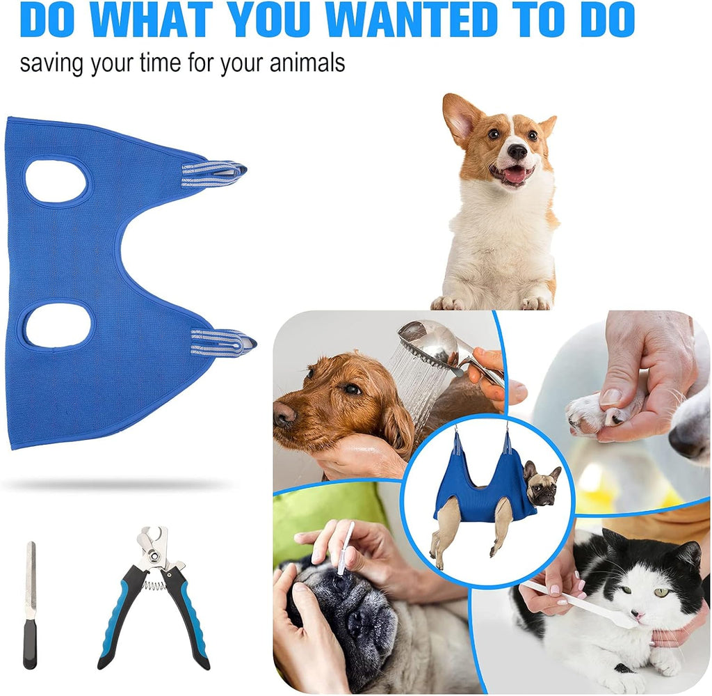 Kkiimatt Dog Grooming Hammock Harness for Extra Small Dog, XS Grooming Hammock for Pet, Dog Nail Hammock with Nail Clippers/Trimmer, Grooming Sling Holder Hanger for Nail Trimming/Clipping 