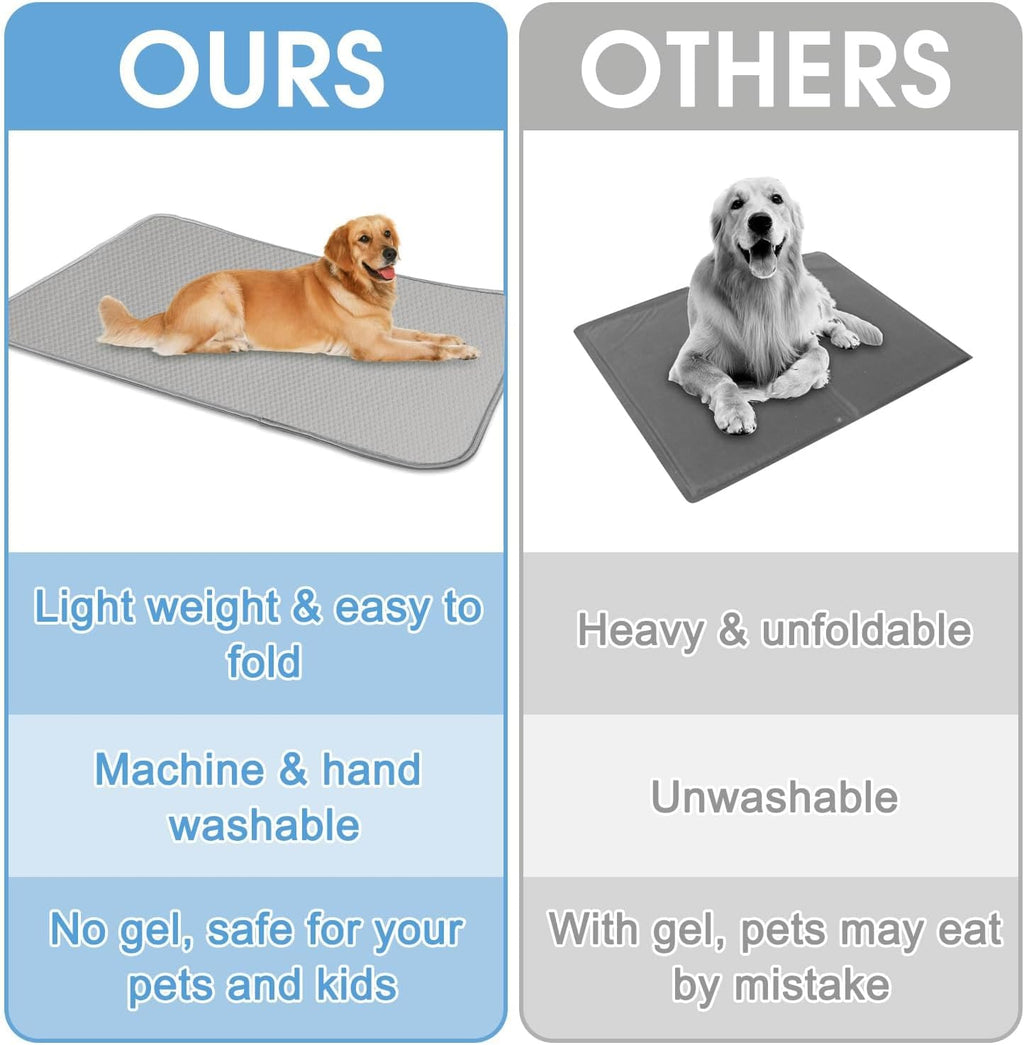 Buvlnee Summer Dog Cooling Mat Washable Ice Silk Self Cool Pad for Small Medium Large Dogs and Cats, Pet Sleeping Pad for Crate, Bed, Indoor & Outdoor Floor, Car Seats