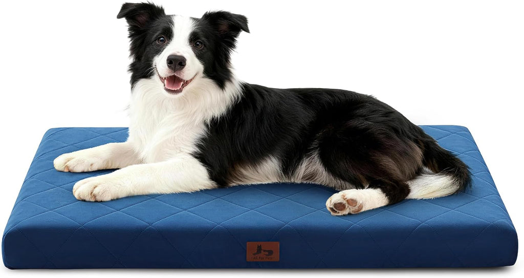 Orthopedic Dog Beds for Large Medium Dogs, Washable Pet Bed Mat with Removable Cover, Waterproof Egg Crate Foam Puppy Bed Anti Slip, 36" x 27", NOT for Chewers