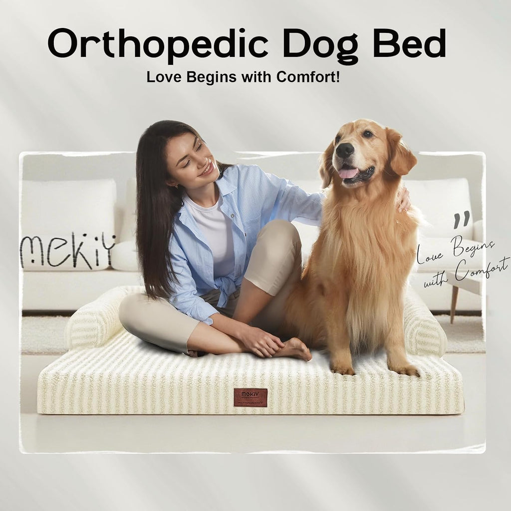 MEKIY Orthopedic XL Dog Bed with Bolster for Extra Large Size Dogs