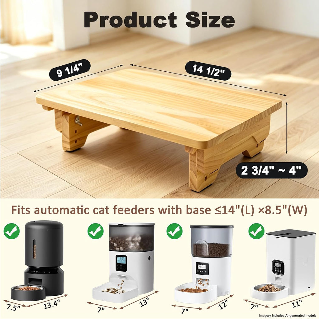 SZEE Adjustable Cat Food Stand, Elevated Cat Feeder Stand, 3-Height Setting