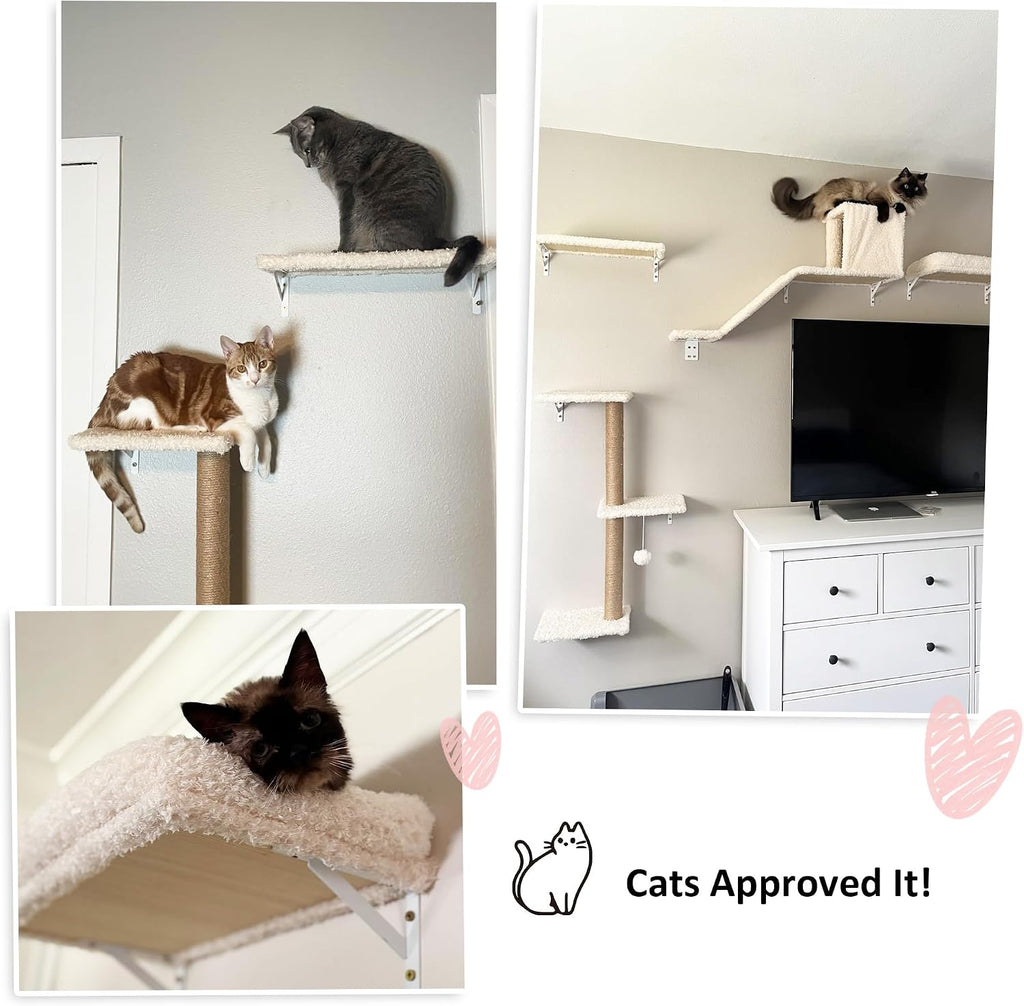 FUKUMARU Cat Wall Shelves, 4 in 1 Set, Beige
