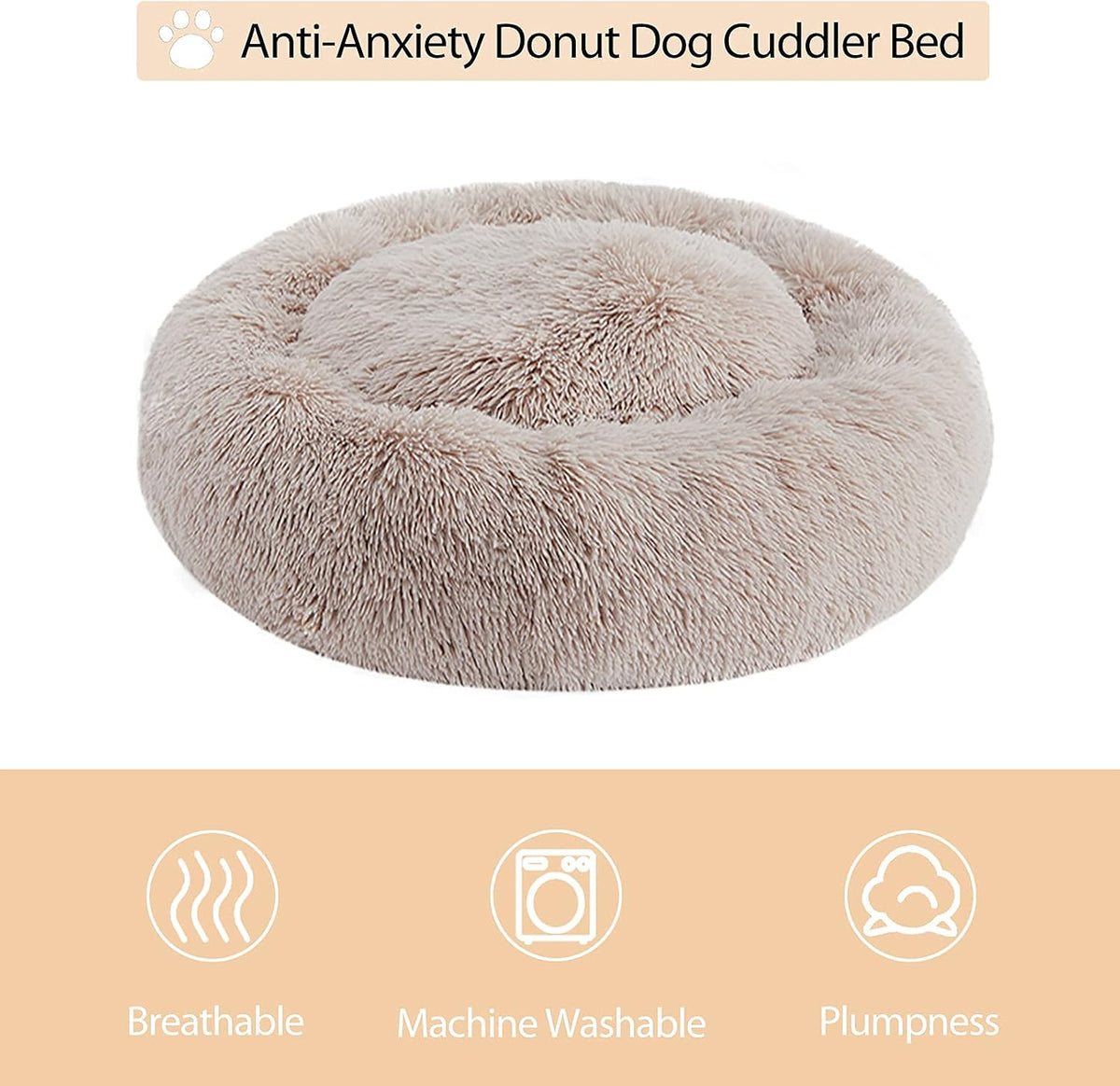 WNPETHOME Large Round Calming Dog Bed Cat Bed for Comfy Sleep