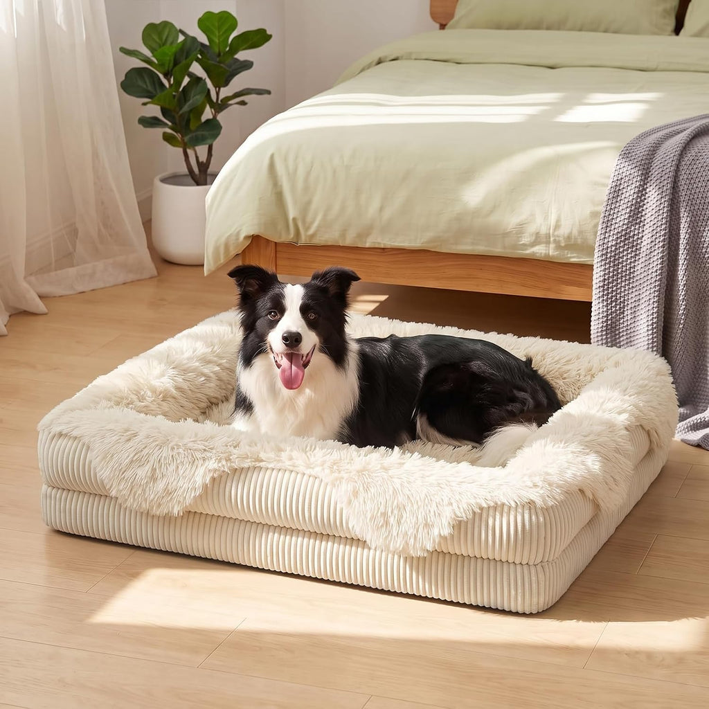 GASUR Orthopedic Dog Bed for Large Sized Dog, Plush Washable Dog Couch Beds
