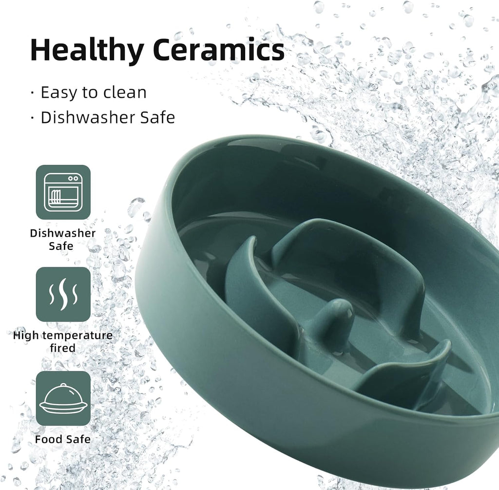 Havniva Ceramic Slow Feeder Dog Bowls, 6.1 in Slow Feeder for Small Breed