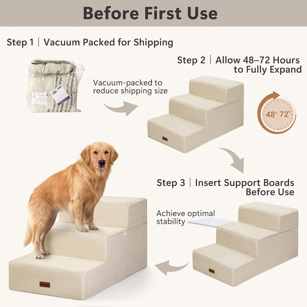 Dog Stairs for Large Dogs 18" H, Extra Wide Pet Steps for Couches & Beds