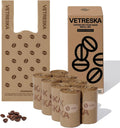 VETRESKA Dog Poop Bags with Handles 120 Count, Coffee Scented Waste Bags | Leak-Proof Thick Dog Bags for Poop, Easy-Tie Large Poop Bags, 8 Refill Rolls for Dog Walking Cat Litter
